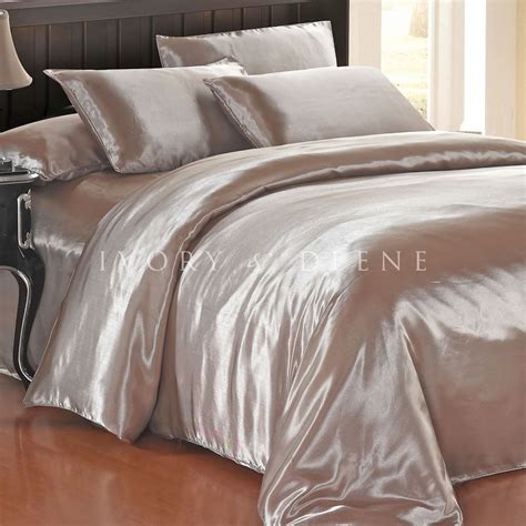 New Ivory And Deene Satin Quilt Cover Champagne King Size Doona Duvet Cover Bed 9356422001424