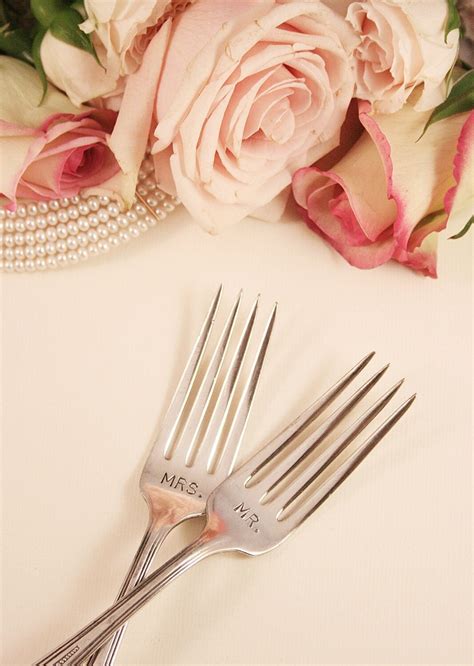 Mr And Mrs Cake Forks For Weddings Vintage Silver Plated