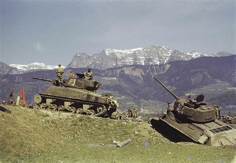 An M4 Sherman Of The 9th Armored Division And A T3485 Of Possibly The