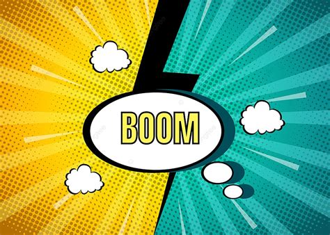 Colorful Comic Background Zoom With Pop Art Style And Boom Text