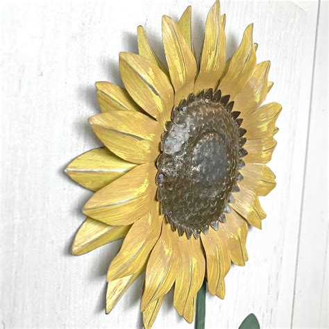 Sunflower Metal Wall Decor Vintage Botanical Tin Art Etsy