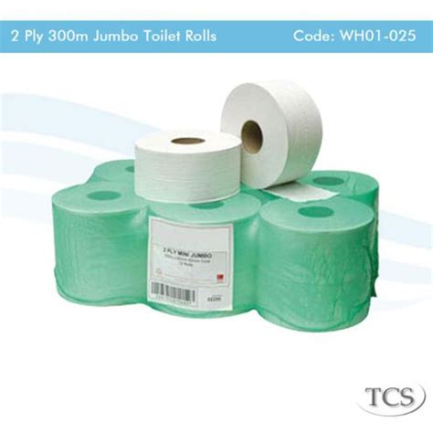 2 Ply 300m 60mm Premium Jumbo Toilet Rolls Tynechem