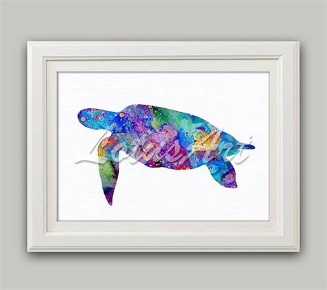 Sea Turtle Wall Art Watercolor Print Nautical Art Coastal Home Etsy