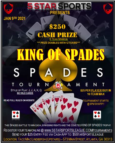 King Of Spades Spade Tournament 5 Star Sports League