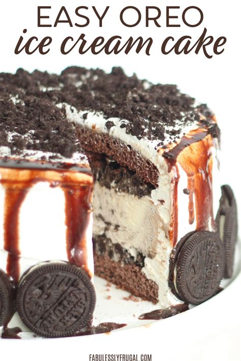 Oreo cake is moist chocolate cake layered with buttercream frosting that's blended with oreo cookie crumbs. Oreo Ice Cream Cake Recipe - Fabulessly Frugal