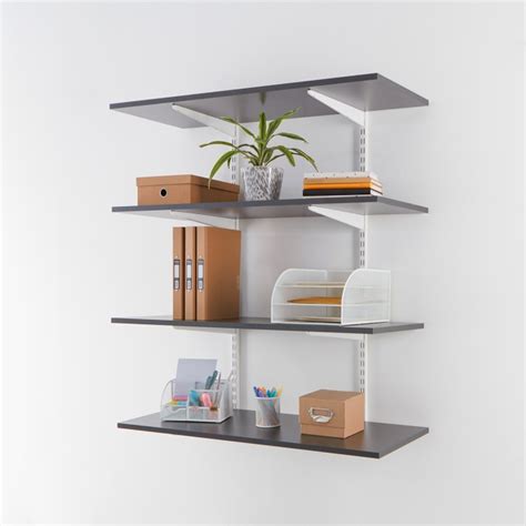 Office Wall Mounted Shelving Kits In White With Graphite Grey Melamine