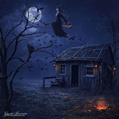 Magical Witch Halloween Artwork Halloween Pictures Halloween Painting