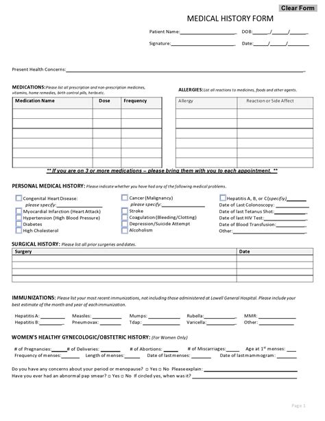 43 Medical Health History Forms Pdf Word Templatelab