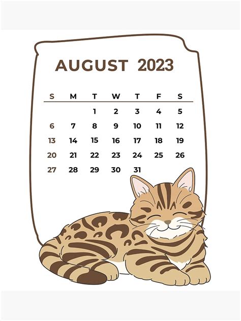 Cute Cats Calendar 2023 August 2023 Calendar For Cat Lovers Monthly