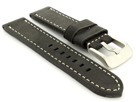 Leather Watch Strap Marina Fits Panerai 24mm Matte Black 01mb24ab12