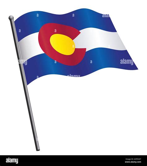 Colorado Co State Flag Waving Flying On Flagpole Silk Vector Isolated