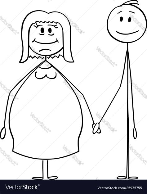 Cartoon Heterosexual Couple Obese Royalty Free Vector Image