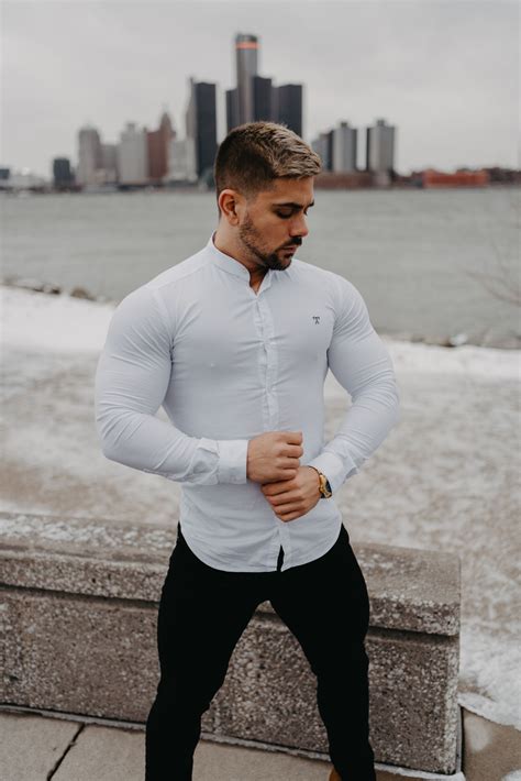 White Tapered Fit Shirt Workout Shirts Well Dressed Men Mens