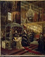 Tsar alexei i michailovich and patriarch nikon at the coffin of philip ...