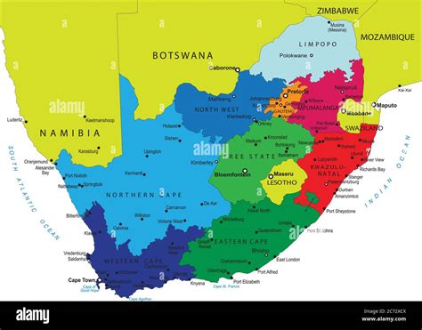 Mapa Vectorial De Sudáfrica Con Gran Detalle Con Regiones