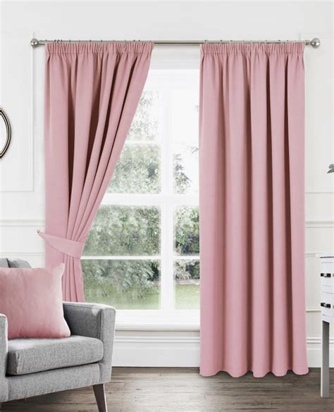 Woven Soft Baby Pink Pencil Pleat Blockout Curtains From Net Curtains