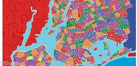 New York 5 Boroughs Map Postert Framed And Mated Print 25 X