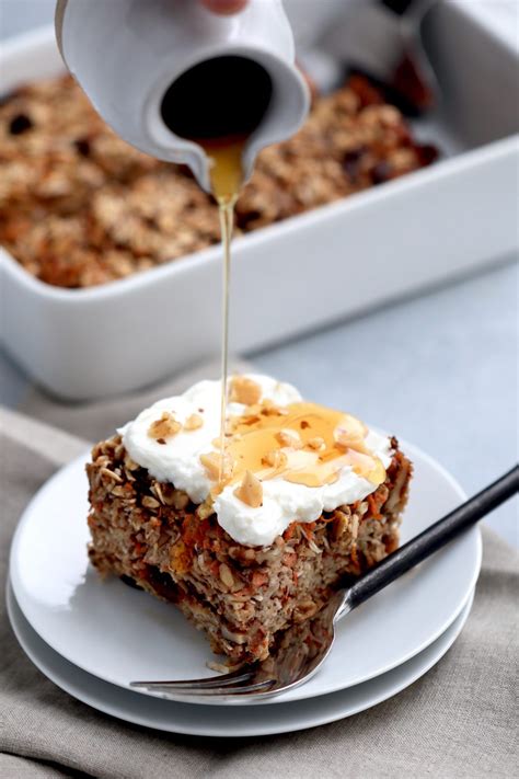 Sprinkle on the walnuts and raisins (or dates, if using) and press down lightly again. carrot cake baked oatmeal | cait's plate | Recipe | Baked ...