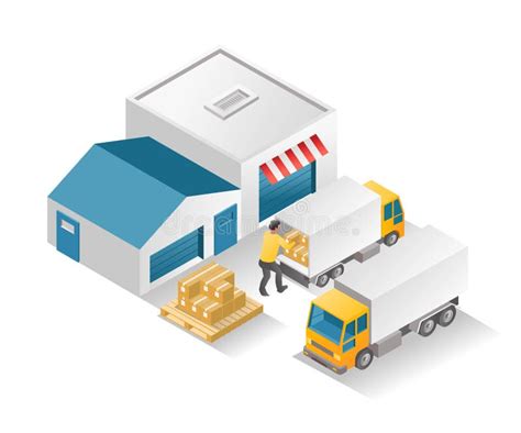 Arrange Stock Items In Trucks And Then Deliver Stock Illustration