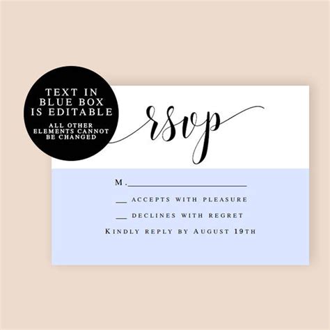 Wedding Rsvp Card Wedding Rsvp Printable Template Enclosure Etsy