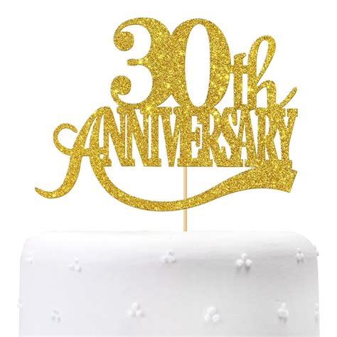 Buy Gold Glitter 30th Anniversary Cake Topper For Happy 30th Wedding