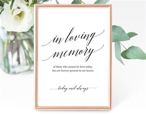 In Loving Memory Sign Template Forever In Our Hearts Wedding Etsy
