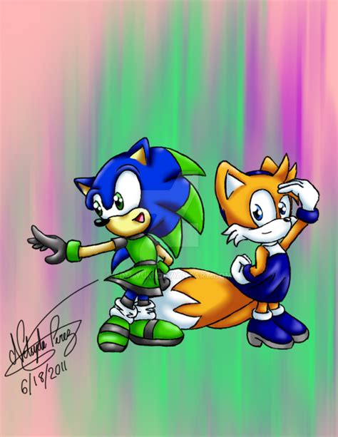 Rq Sonic And Tails In Dresses By Edm Yuki On Deviantart
