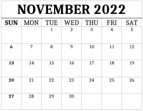 November 2022 Calendar Free Printable Calendar Digital