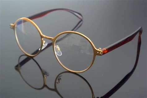 Vintage Oval Gold Brown Eyeglass Frame Glasses Retro Men Women Full Rim