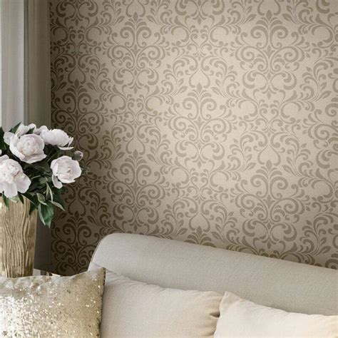 Download Lipsy London Luxe Damask Gold Glitter Wallpaper In Rose Gold