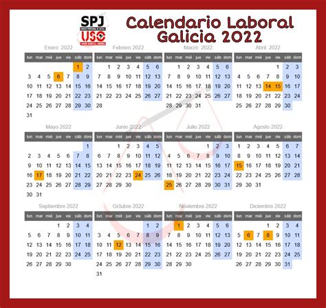 Calendario Laboral 2022 Ferrol