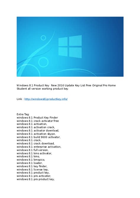 Doc Free Windows 81 Product Key List Txt John Domas