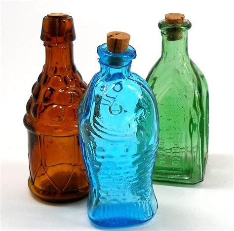 3 Vintage Mini Glass Bottles 1970s Antique Reproduction