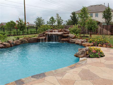 Natural Free Form Swimming Pools Design Custom Outdoors Pool Waterfall Landscaping