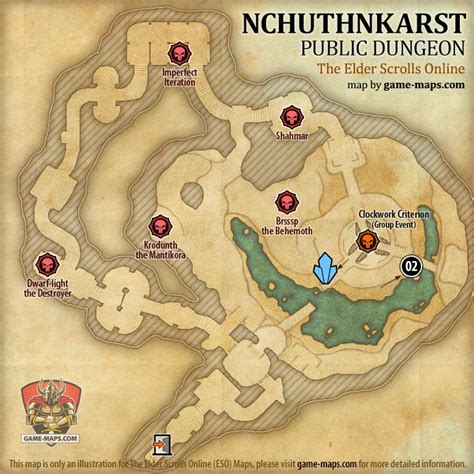 Map Of Nchuthnkarst Public Dungeon Located In Blackreach Gc Eso With