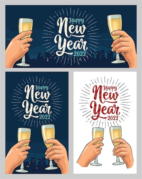 Premium Vector Female And Male Hands Holding And Clinking With Two Glasses Champagne