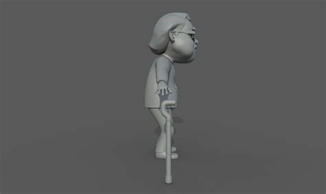 grandpa old man with cane 3d model cgtrader