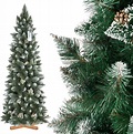 FairyTrees Albero di Natale Artificiale Slim, Pino innevato Bianco ...