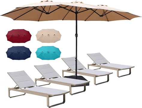 Bigroof 15ft X 9ft Patio Double Sided Umbrella With Base