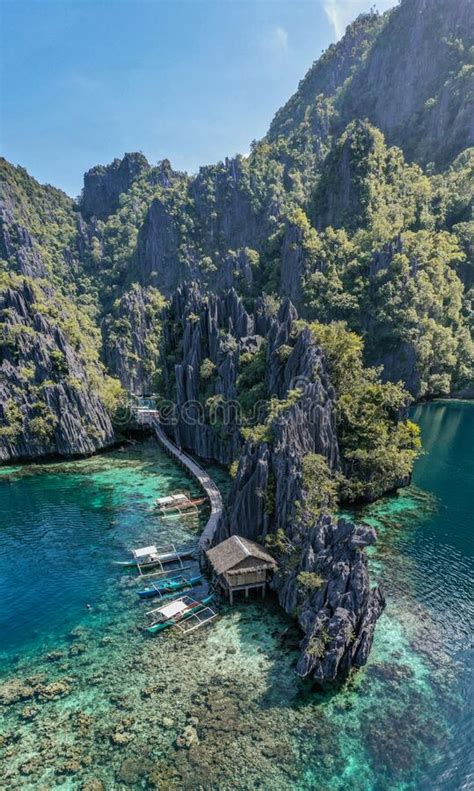 Aerial View Of The Twin Lagoon In Coron Island Palawan Philippines