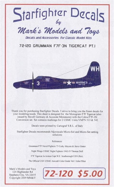 Starfighter Decals F F N Marine Nightfighters Pt Decal Sheet