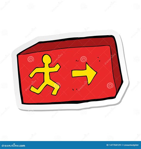 Sticker Of A Cartoon Exit Sign Stock Vector Illustration Of