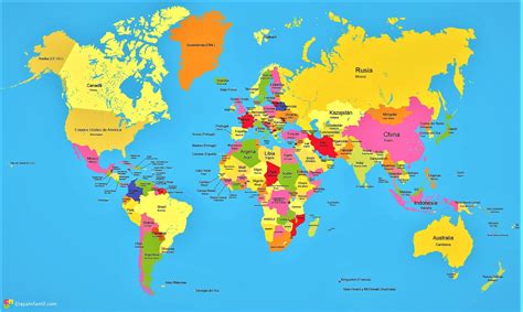Mapa Continentes Ingles Estudiar