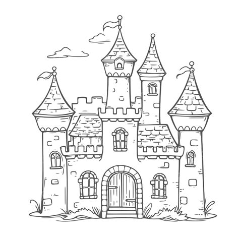 Castle Coloring Page Adult Coloring Pages Free Outline Sketch Drawing
