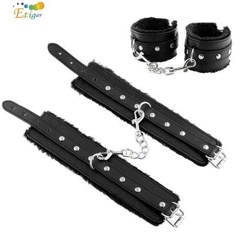 buy 1 pair black pu leather handcuffs restraints costume restraint bondage