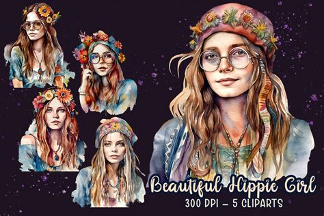 Beautiful Hippie Girl Sublimation Graphic By Mayart · Creative Fabrica