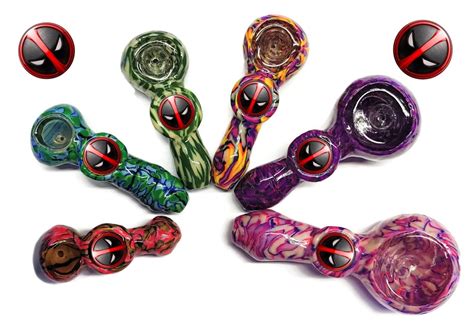 Custom Deadpool Glass Smoking Pipe Girly Pipes Unique Glass Etsy