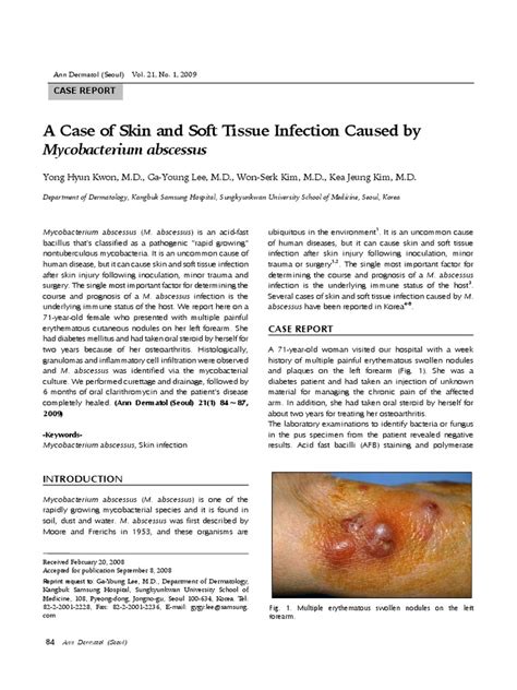 A Case Of Skin And Soft Tissue Infection Caused By Mycobacterium