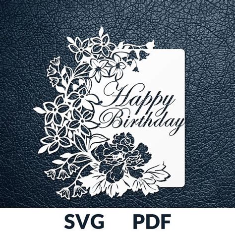 Svg Pdf Cut File Paper Cutting Template Happy Birthday Card