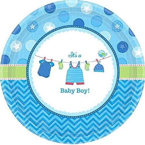 Amscan Its A Baby Boy 7 Round Plates Blue Baby Shower Party Supplies